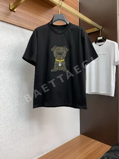 펜디 자수 크루넥 코튼 반팔 티셔츠 남성