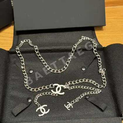샤넬 더블 C 로고 에나멜 체인 벨트 177343