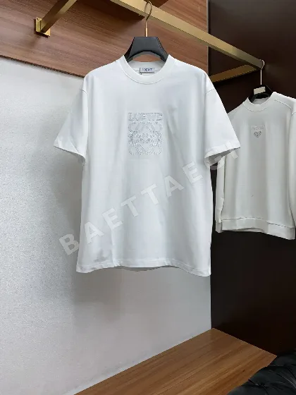 로에베 퓨어 코튼 크루넥 남성 반팔 티셔츠 48354