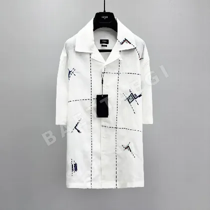 펜디 린넨 자수 반팔 셔츠 113684