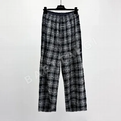 발렌시아가 그레이 체크 루즈핏 남성 바지 114235