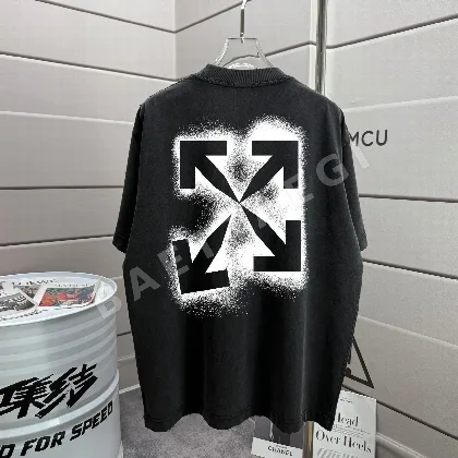 오프화이트 워시 가공 크루넥 반팔 티셔츠 49559