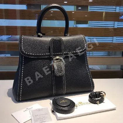 델보 브리앙 왁스 가공 토고 가죽 토트백 37 cm 블랙 190325