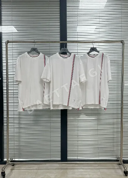 톰브라운 노란색 염색 스트라이프 크루넥 반팔 티셔츠 50613