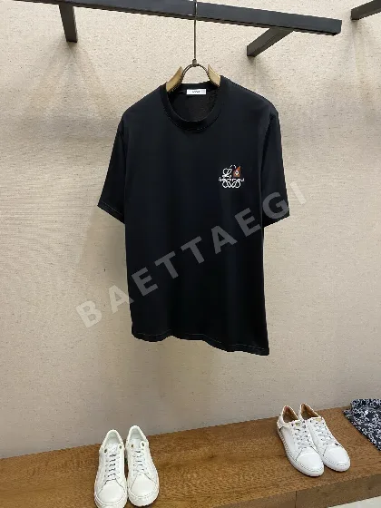 로에베 자수 로고 코튼 반팔 티셔츠 남녀공용 2110