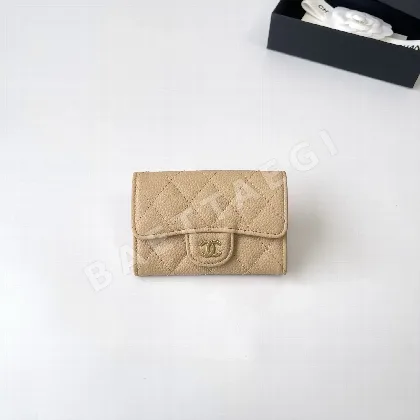 샤넬 베이지 밀크티 플립 카드 홀더 지갑 21736
