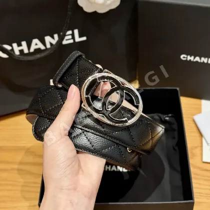 샤넬 라운드 다이아몬드 패턴 시프스킨 여성 벨트 173989