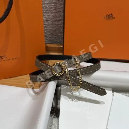 에르메스 팔라듐 메탈 체인 버클 가죽 벨트 175873