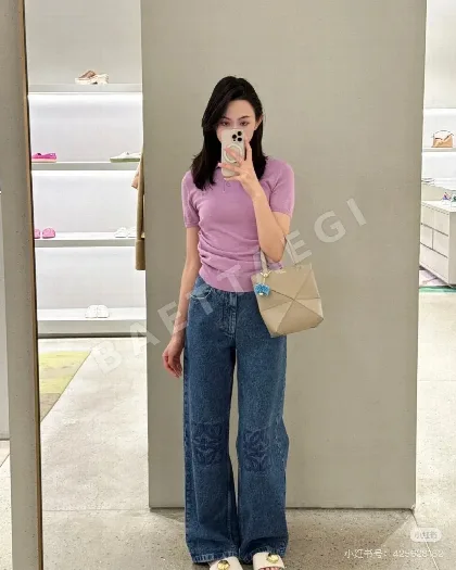 로에베 자수 로고 데님 여성 바지