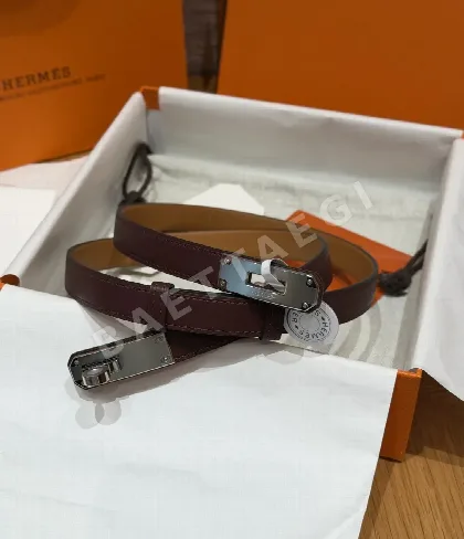 에르메스 켈리 팔라듐 버클 가죽 벨트 177691