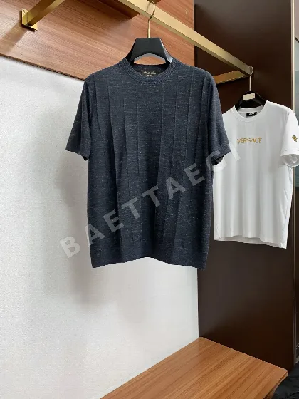 로로피아나 남성 라운드넥 니트 반팔티셔츠 148523