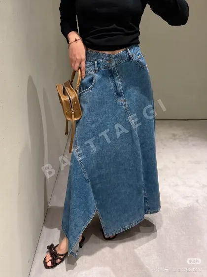 로에베 데님 미디 스커트 126466
