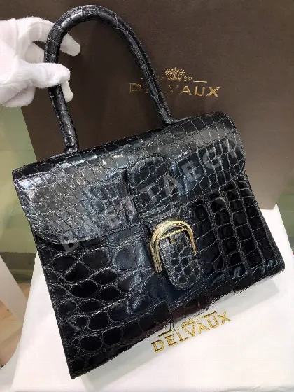 델보 브릴리언트 크로커다일 패치워크 소가죽 가방 190417
