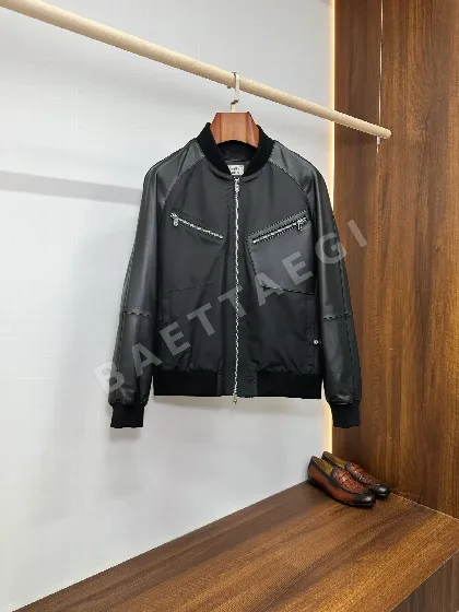 에르메스 램스킨 소매 베이스볼 봄버 자켓 155864