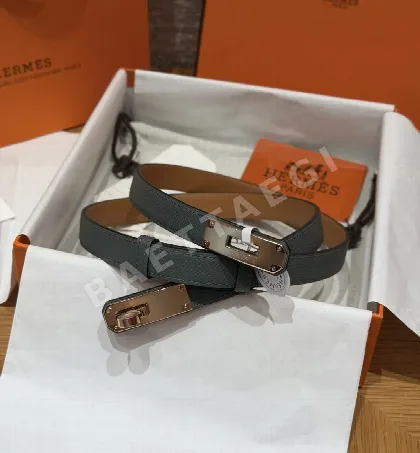 에르메스 켈리 팔라듐 도금 버클 헌터 가죽 벨트 177650