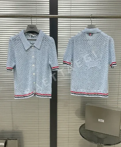 톰브라운 메시 니트 크루넥 반팔 티셔츠 126344