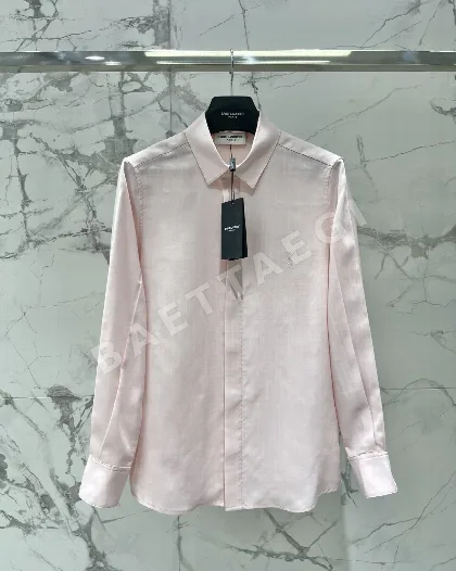 생로랑 YSL 로고 자수 실크 여성 셔츠 103339