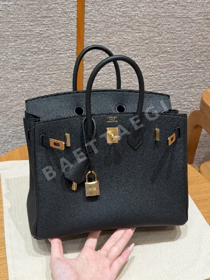 에르메스 버킨 25 블랙 토고 가죽 가방 192821
