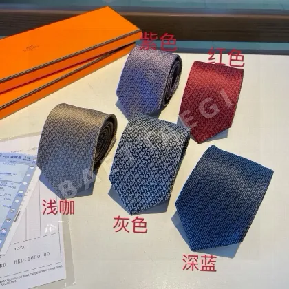 에르메스 H 로고 실크 넥타이 112596