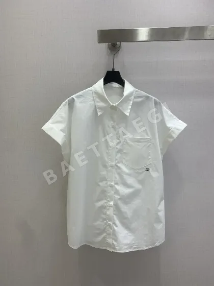 샤넬 카라 반팔 면 셔츠 129663