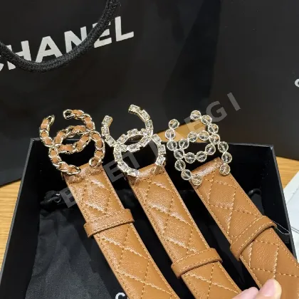 샤넬 더블 C 메탈 로고 램스킨 여성용 벨트 173920