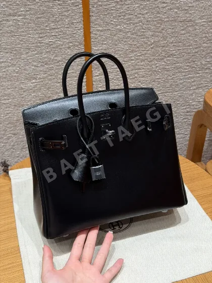 에르메스 버킨 25 블랙 박스 가죽 가방 191730