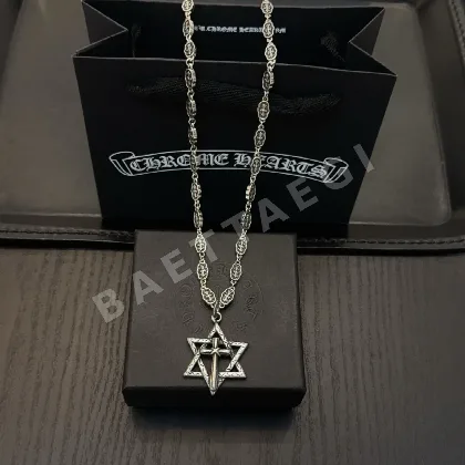크롬하츠 레트로 크로스 플라워 육각별 펜던트 목걸이 62262