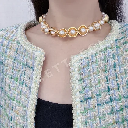 샤넬 더블 C 컬러 목걸이 66016
