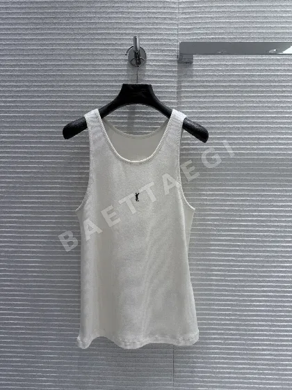 생로랑 자수 라운드넥 반팔 티셔츠 103272
