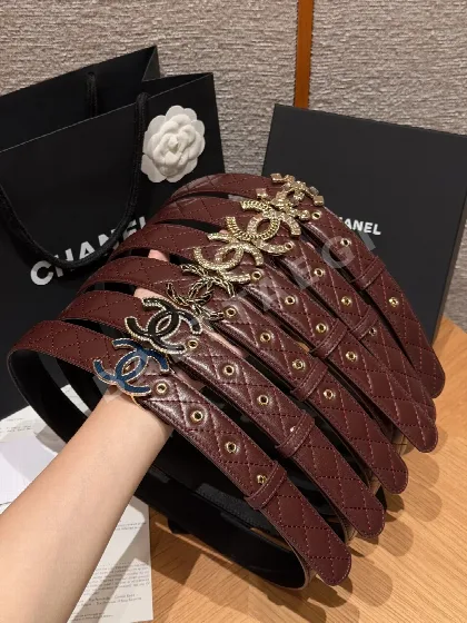 샤넬 카프스킨 다이아몬드 패턴 벨트 177181
