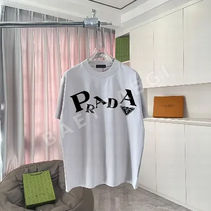 프라다 맞춤형 로고 유니섹스 반팔 티셔츠 53784