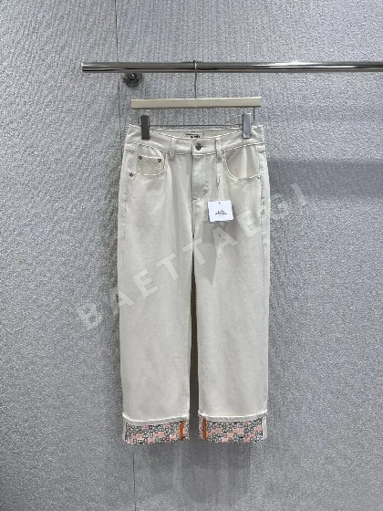 에르메스 피그노즈 프린트 롤업 데님 바지