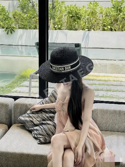 디올 웨빙 플랫탑 스트로 모자 133636