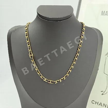 샤넬 블랙 골드 가죽 더블 C 초커 목걸이 68988