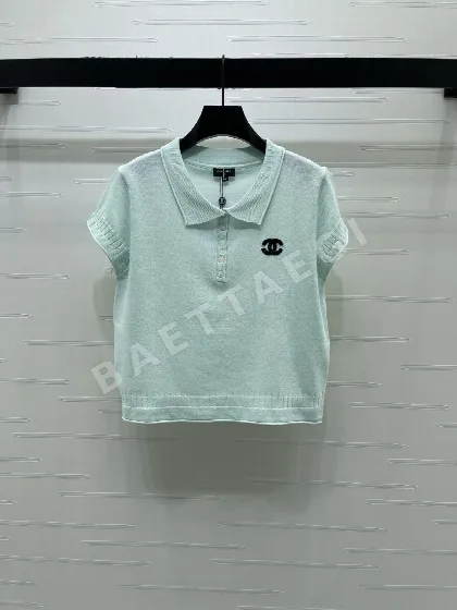 샤넬 카라 니트 여성 반팔 셔츠 103684