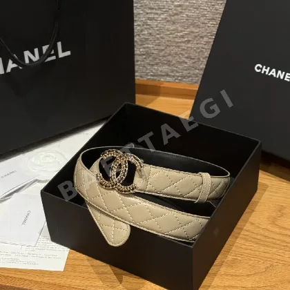 샤넬 더블 C 로고 램스킨 벨트 58632