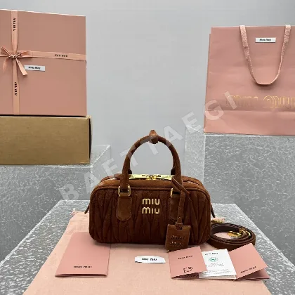 미우미우 다크 브라운 스웨이드 매트 보울링백 68477