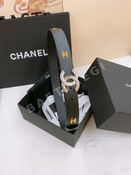 샤넬 더블 C 로고 가죽 벨트 58456