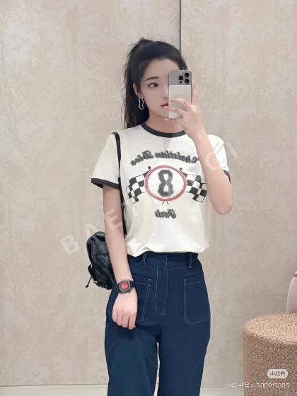 디올 플래그 문자 프린트 반팔 티셔츠 54450