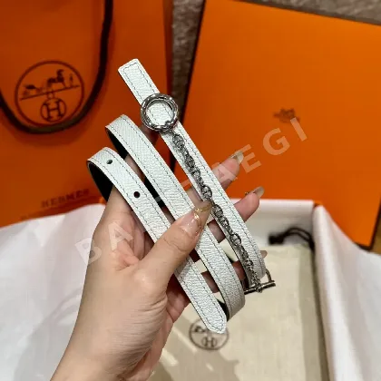 에르메스 팔라듐 도금 체인 버클 가죽 벨트 175330