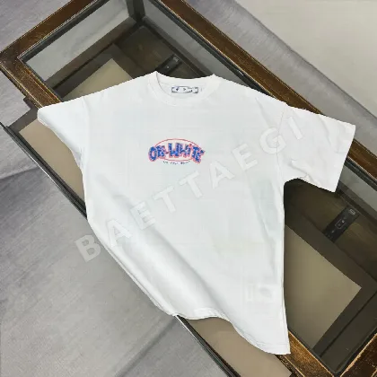 오프화이트 크루넥 남성 반팔 티셔츠 87257
