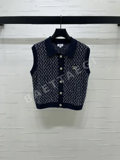샤넬 카라 니트 베스트 여성용 반팔 155629