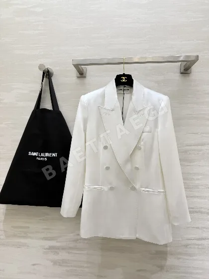 생로랑 아세테이트 새틴 더블브레스트 여성 자켓 103290