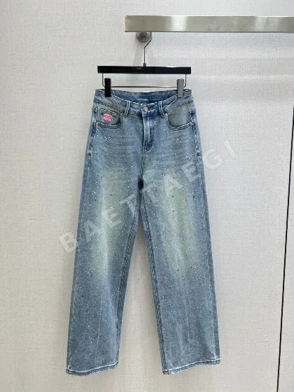샤넬 라인스톤 더블 C 스트레이트 레그 여성 바지 103885