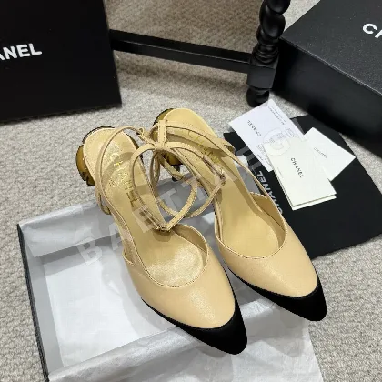 샤넬 진주 굽 장식 하이힐 샌들 79973