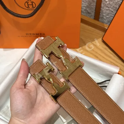 에르메스 골드 브라운 리버시블 메탈 버클 벨트 175958