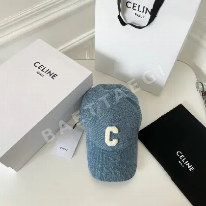 셀린느 C 로고 라이트 블루 데님 캡 83114