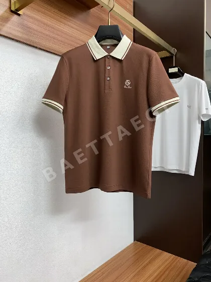 로로피아나 남성 면 피케 메시 반팔 셔츠 48150