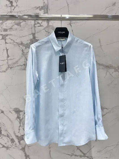 생로랑 YSL 로고 자수 실크 셔츠 103338