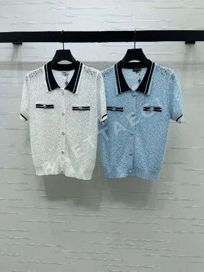샤넬 컬러 블록 카라 폴로 니트 반팔 티셔츠 104080